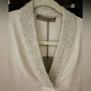 NWT Mini-Sequined-Detailed Dove-Gray Top